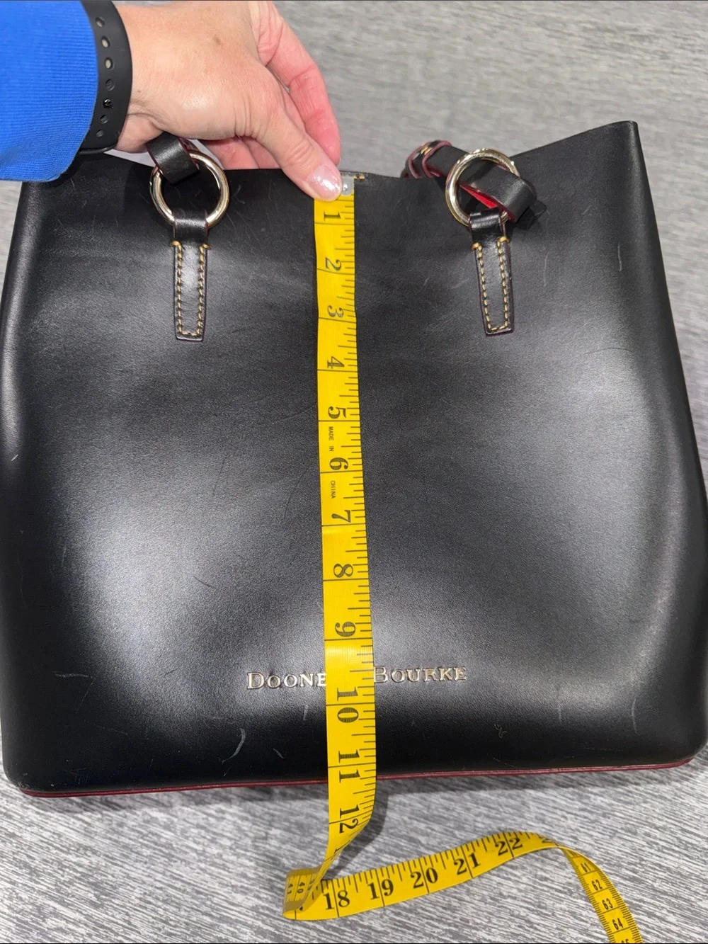 Dooney & Bourke Black Leather Tote with Red Trim - Picture 13 of 13
